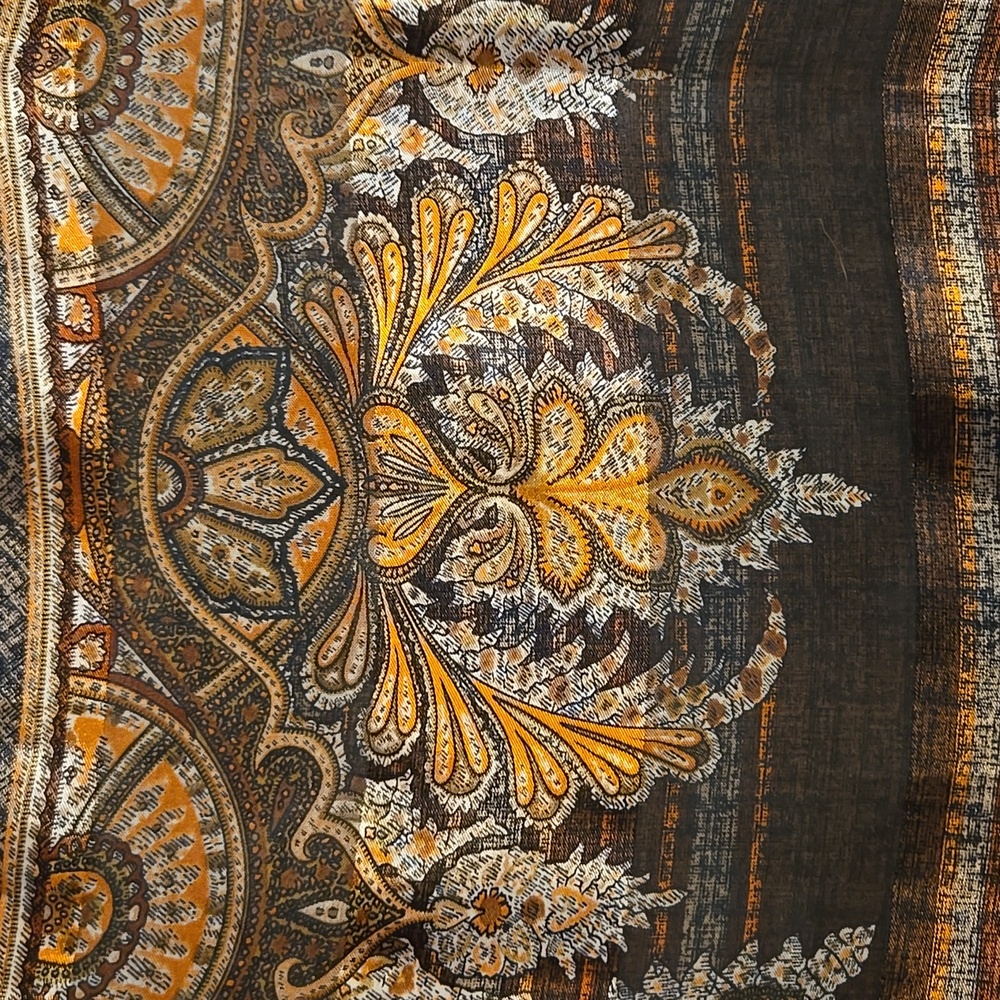 Brown Floral Patterned Scarf